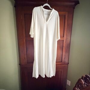 Barefoot Dreams Beach Caftan Dress XL CozyTerry Cover-Up V-Neck BDWBC22306 Maxi